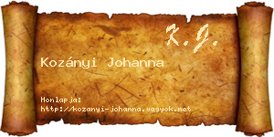 Kozányi Johanna névjegykártya